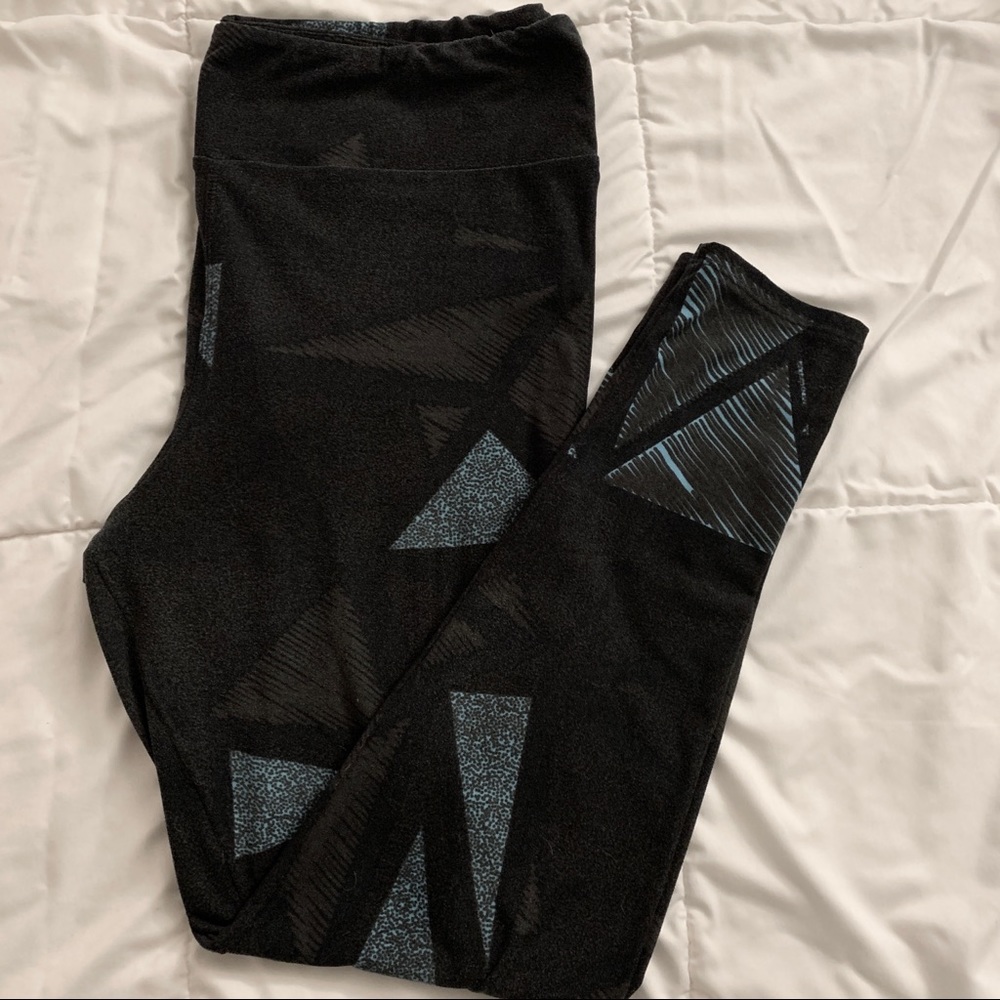 LuLaRoe Leggings TC Tall & Curvy - Black & Teal